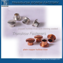 Hot Sale Copper Round Head Semi Hollow Tubular Rivets